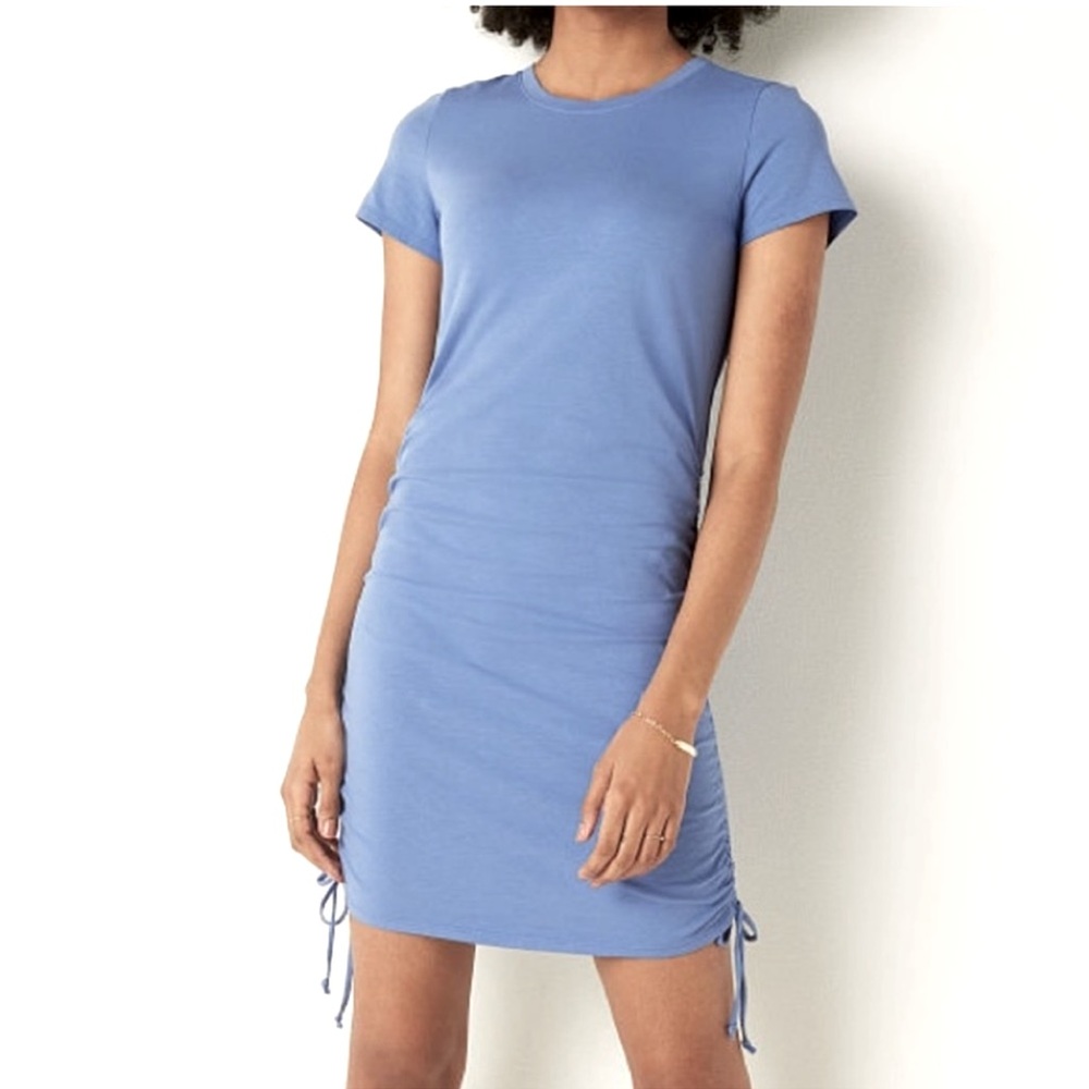 PINK by Victoria's Secret blue Ruched
Side Short Sleeve Dress Medium